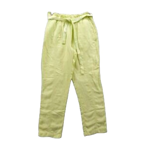 Cynthia‎ Rowley Yellow Linen Blend Paper Bag Waist Pants Casual Lightweight XS - Picture 1 of 4